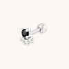 Astrid & Miyu Black Crystal Cluster Barbell In Silver Sale 2 Astrid & Miyu Black Crystal Cluster Barbell In Silver Sale