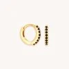 Astrid & Miyu Black Crystal Huggies In Gold