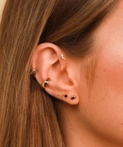 Astrid & Miyu Illusion Black Crystal Hoop 6.5mm In Gold Sale