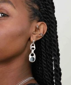 Astrid & Miyu Sale Illusion Black Crystal Hoop 6.5mm In Silver