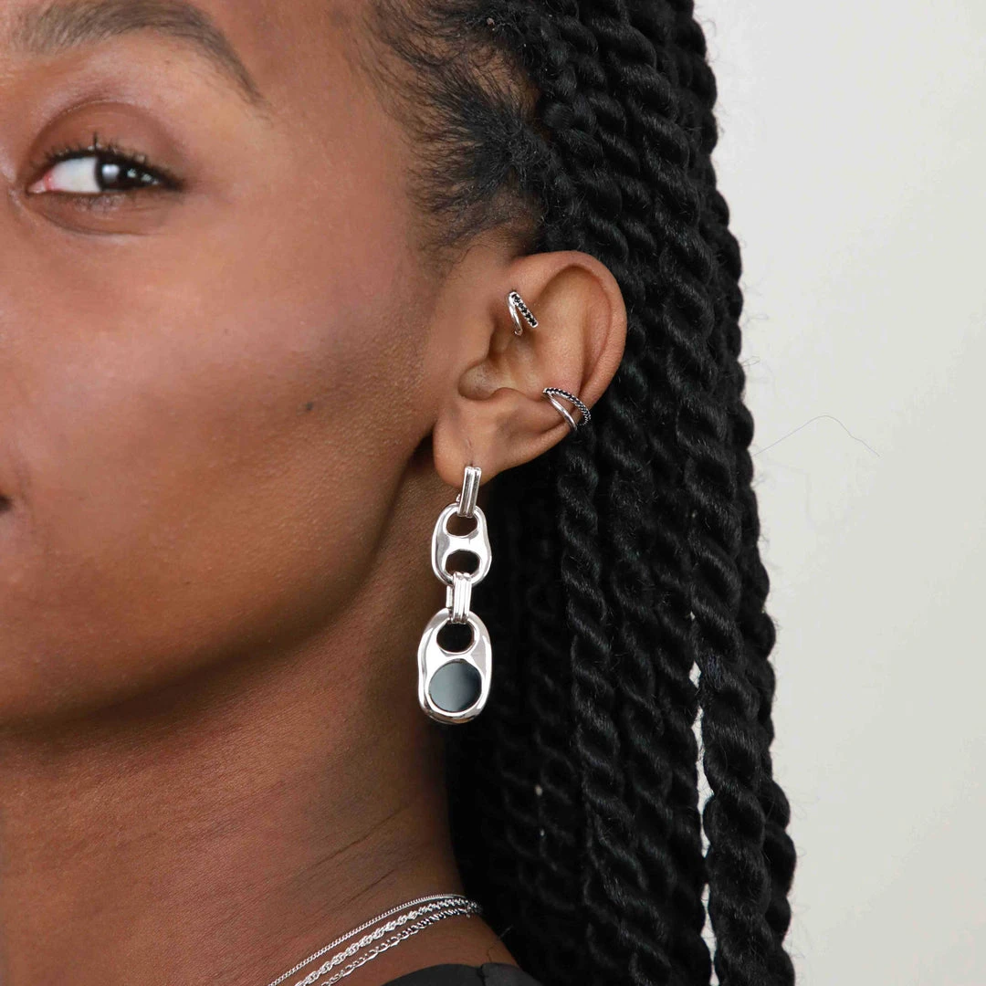 Astrid & Miyu Sale Illusion Black Crystal Hoop 6.5mm In Silver 4 Astrid & Miyu Sale Illusion Black Crystal Hoop 6.5mm In Silver