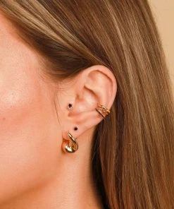 Astrid & Miyu Illusion Black Crystal Ear Cuff In Gold Sale 9 Astrid & Miyu Illusion Black Crystal Ear Cuff In Gold Sale