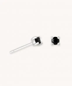Astrid & Miyu Sale Black Crystal Stud Earrings In Silver
