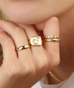 Astrid & Miyu Celestial Band Ring In Gold