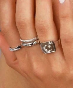 Astrid & Miyu Celestial Band Ring In Silver Rings