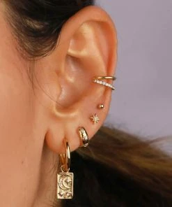 Astrid & Miyu Celestial Charm Hoops In Gold