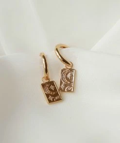 Astrid & Miyu Celestial Charm Hoops In Gold