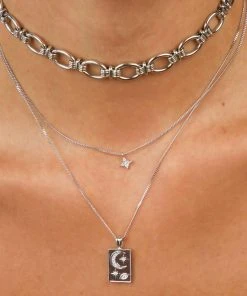 Astrid & Miyu Celestial Pendant Necklace In Silver