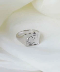 Astrid & Miyu Sale Celestial Signet Ring In Silver 7 Astrid & Miyu Sale Celestial Signet Ring In Silver