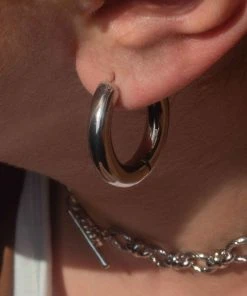 Astrid & Miyu Chunky Hoops In Silver Earrings
