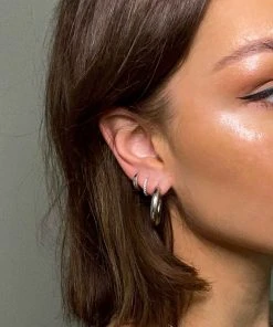 Astrid & Miyu Chunky Hoops In Silver Earrings