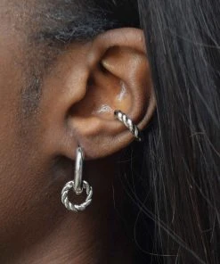 Astridandmiyu Chunky Rope Ear Cuff In Silver