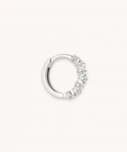 Astrid & Miyu Cluster Hoop 8mm In Silver Earrings