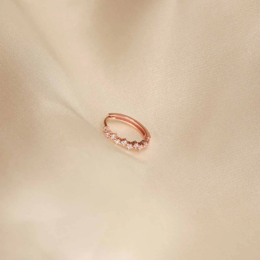 Astrid & Miyu Cluster Hoop 11.5mm In Rose Gold Earrings 5 Astrid & Miyu Cluster Hoop 11.5mm In Rose Gold Earrings