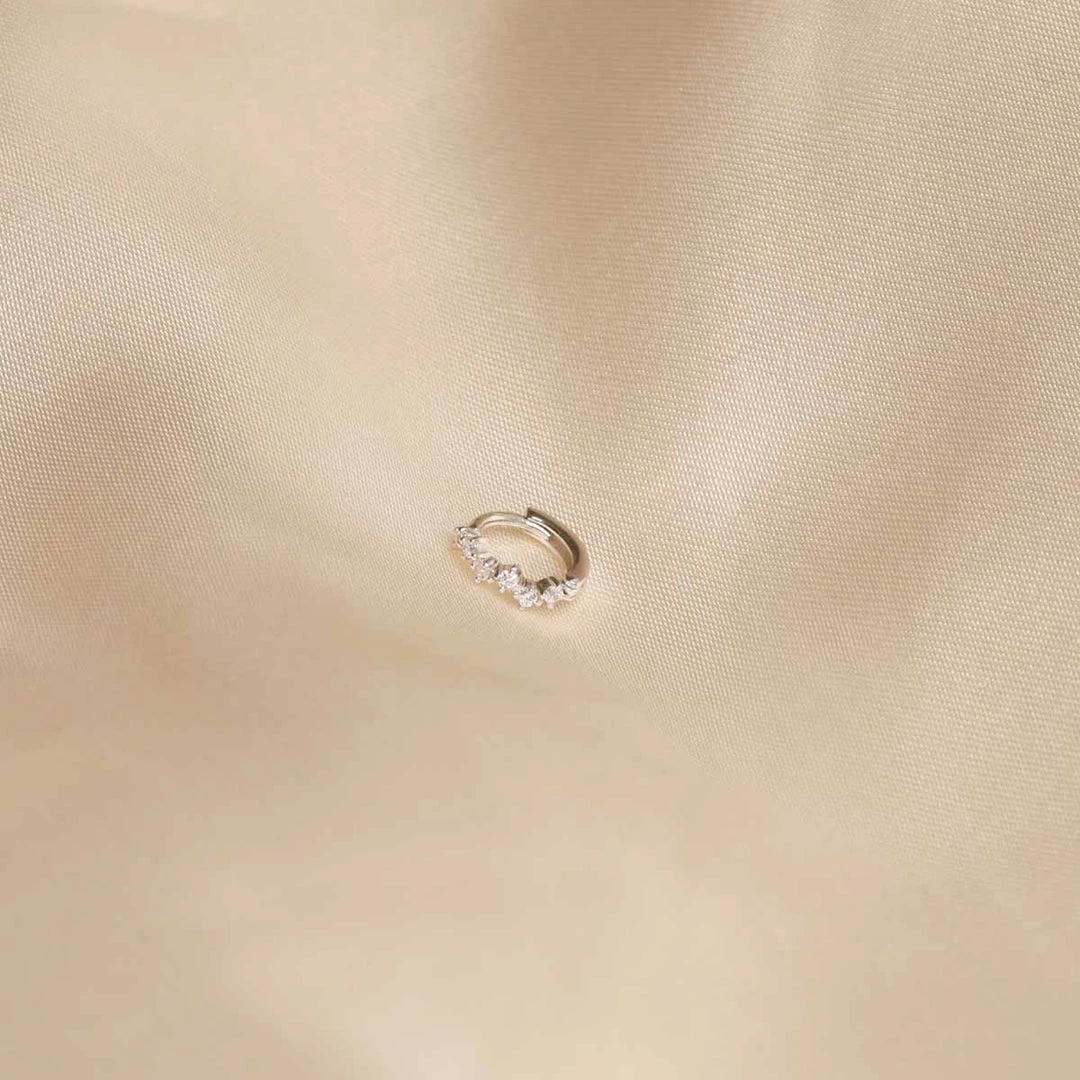 Astrid & Miyu Earrings Cluster Hoop 6.5mm In Silver 5 Astrid & Miyu Earrings Cluster Hoop 6.5mm In Silver