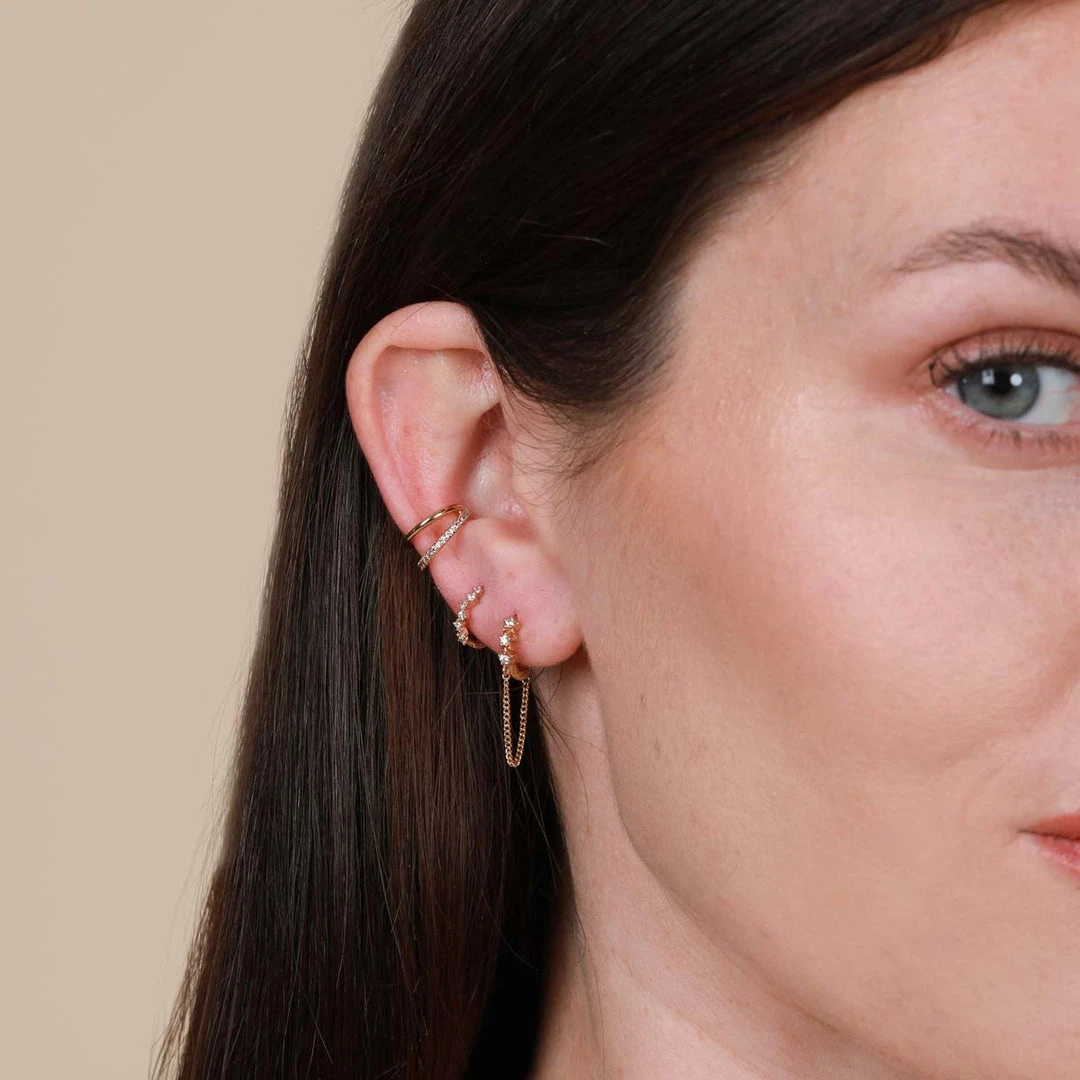 Astrid & Miyu Best Sellers Cluster Hoop 8mm In Gold 4 Astrid & Miyu Best Sellers Cluster Hoop 8mm In Gold