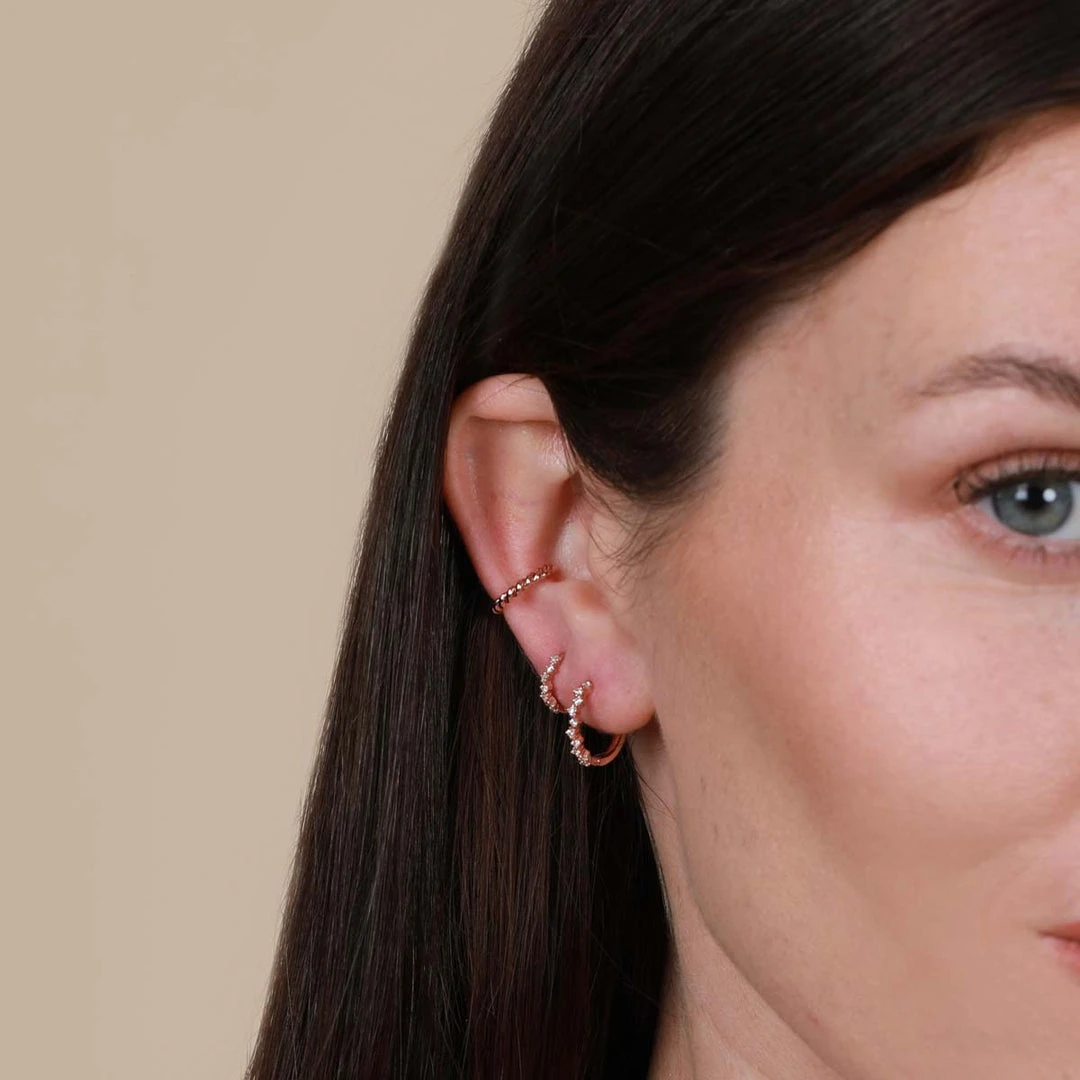 Astrid & Miyu Earrings Cluster Hoop 8mm In Rose Gold 4 Astrid & Miyu Earrings Cluster Hoop 8mm In Rose Gold