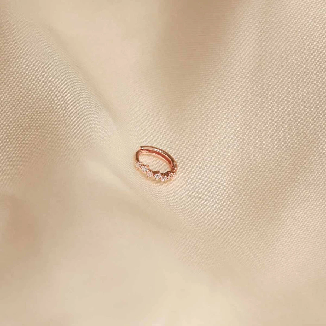 Astrid & Miyu Earrings Cluster Hoop 8mm In Rose Gold 5 Astrid & Miyu Earrings Cluster Hoop 8mm In Rose Gold