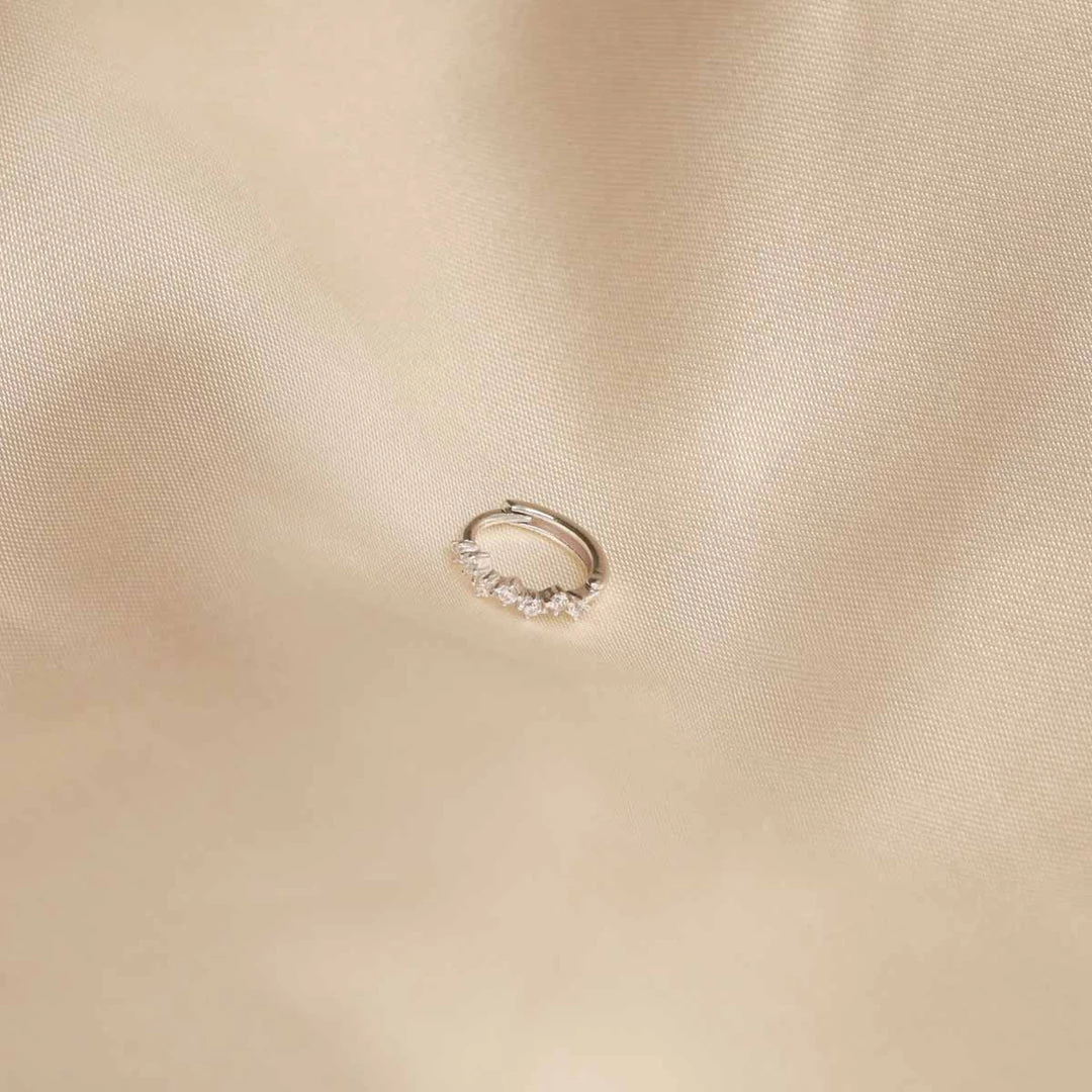 Astrid & Miyu Cluster Hoop 8mm In Silver Earrings 5 Astrid & Miyu Cluster Hoop 8mm In Silver Earrings