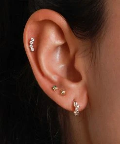 Astrid & Miyu Cosmic Emerald Barbell In Gold Earrings 11 Astrid & Miyu Cosmic Emerald Barbell In Gold Earrings