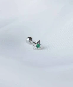 Astrid & Miyu Cosmic Emerald Barbell In Silver 9 Astrid & Miyu Cosmic Emerald Barbell In Silver