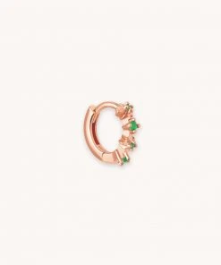 Astrid & Miyu Earrings Cosmic Emerald Hoop 6.5mm In Rose Gold