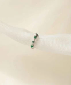 Astrid & Miyu Cosmic Emerald Hoop 6.5mm In Silver Earrings