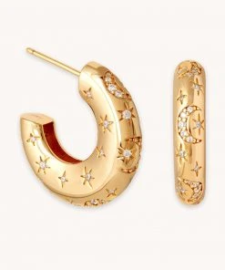 Astrid & Miyu Cosmic Dome Hoops In Gold Best Sellers