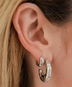 Astrid & Miyu Cosmic Dome Hoops In Silver