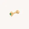 Astrid & Miyu Cosmic Emerald Barbell In Gold Earrings