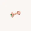 Astrid & Miyu Cosmic Emerald Barbell In Rose Gold Earrings