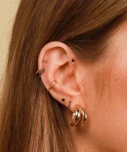 Astrid & Miyu Molten Duo Small Hoops In Gold Earrings