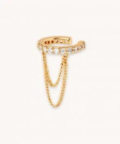 Astrid & Miyu Earrings Crystal Chain Ear Cuff In Gold