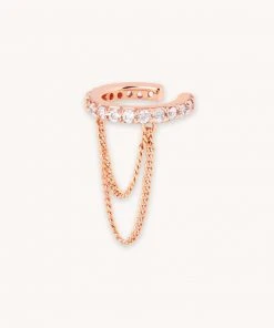 Astrid & Miyu Earrings Crystal Chain Ear Cuff In Rose Gold