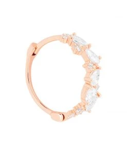 Astrid & Miyu Sale Teardrop Gem Conch Hoop In Rose Gold