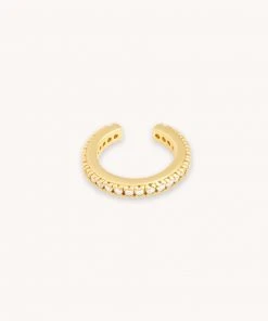 Astrid & Miyu Crystal Ear Cuff In Gold Earrings