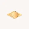 Astridandmiyu Crystal Crescent Signet Ring In Gold Rings
