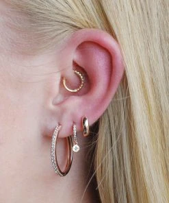 Astrid & Miyu Crystal Disc Huggies In Rose Gold