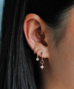 Astrid & Miyu Crystal Disc Huggies In Rose Gold