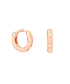 Astridandmiyu Crystal Set Huggies In Rose Gold