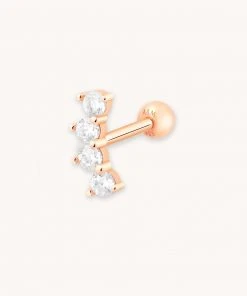Astridandmiyu Curved Crystal Barbell In Rose Gold