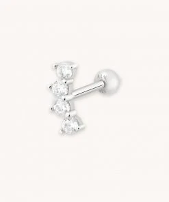 Astridandmiyu Curved Crystal Barbell In Silver