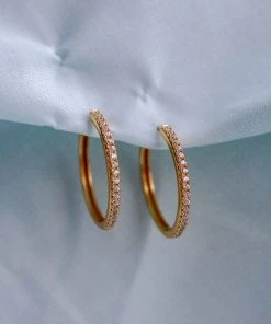 Astrid & Miyu Crystal Hinge Large Hoops In Gold Earrings 11 Astrid & Miyu Crystal Hinge Large Hoops In Gold Earrings