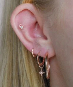 Astridandmiyu Sale Crystal & Triple Stone Barbell In Rose Gold