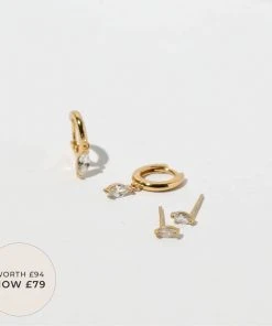 Astrid & Miyu Dainty Sparkle Stacking Set In Gold Earrings