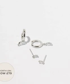 Astrid & Miyu Earrings Dainty Sparkle Stacking Set In Silver