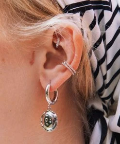 Astridandmiyu Dainty Crystal Clicker In Silver