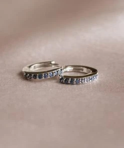 Astrid & Miyu December Birthstone Huggies In Silver With Tanzanite CZ 8 Astrid & Miyu December Birthstone Huggies In Silver With Tanzanite CZ