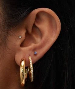 Astrid & Miyu December Birthstone Stud Earrings In Gold With Tanzanite CZ