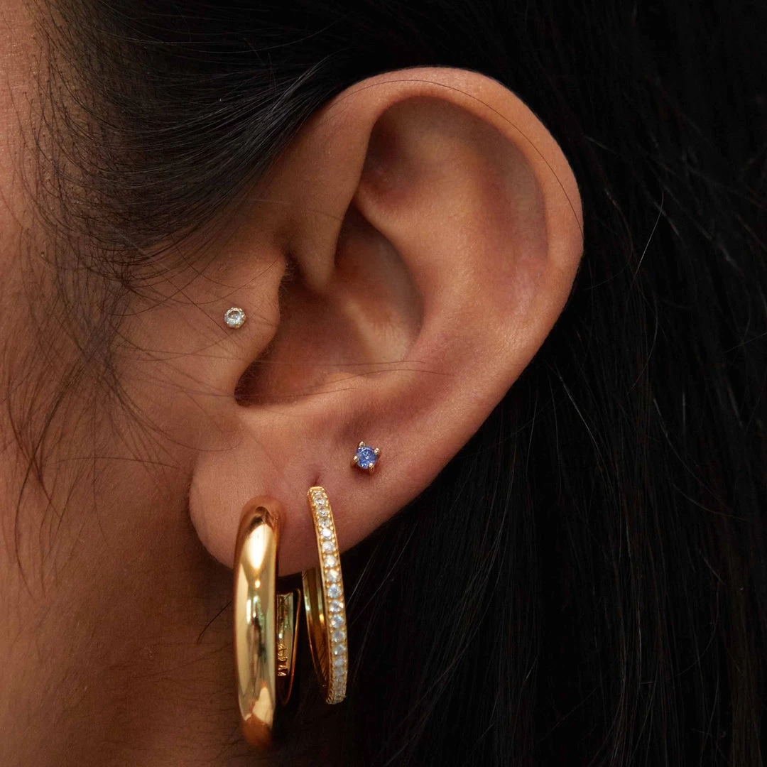 Astrid & Miyu December Birthstone Stud Earrings In Gold With Tanzanite CZ 4 Astrid & Miyu December Birthstone Stud Earrings In Gold With Tanzanite CZ